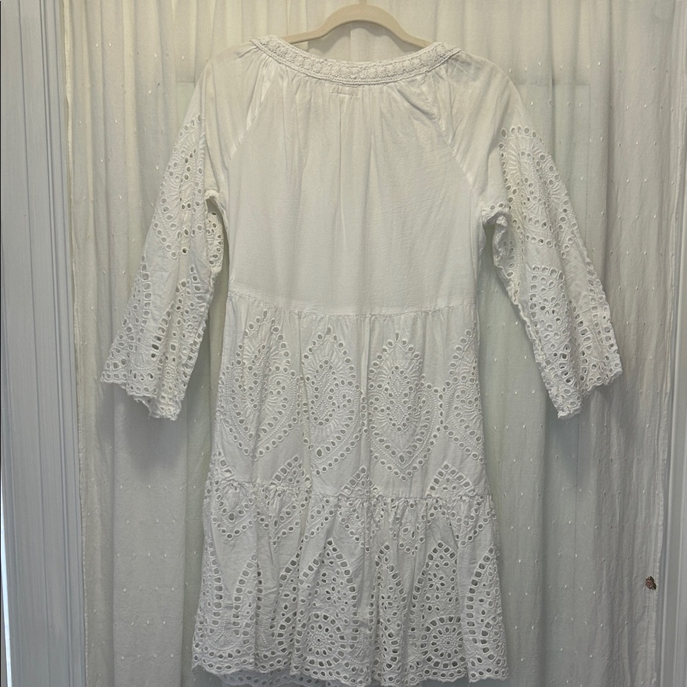 RubyYaya Eyelet Dress Size S White BellSleeve Boho Embroidered - Picture 8 of 16